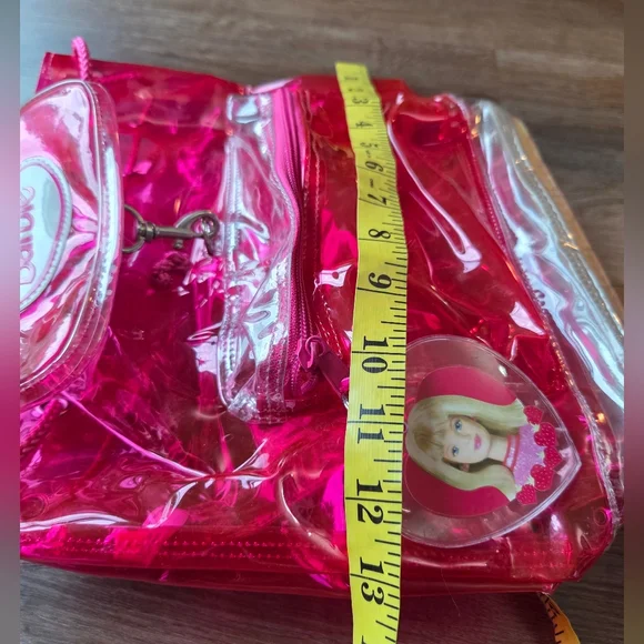 Vintage Rare 1998 BARBIE AVON Collab Hot Pink Clear Vinyl Backpack Purse